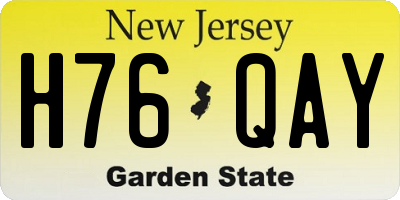 NJ license plate H76QAY