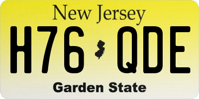 NJ license plate H76QDE