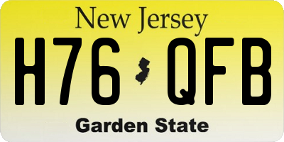 NJ license plate H76QFB