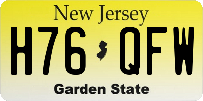 NJ license plate H76QFW
