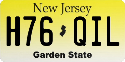 NJ license plate H76QIL
