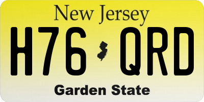 NJ license plate H76QRD