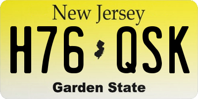 NJ license plate H76QSK