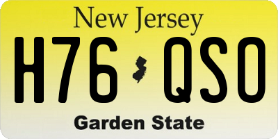 NJ license plate H76QSO