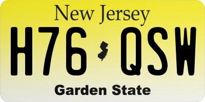 NJ license plate H76QSW