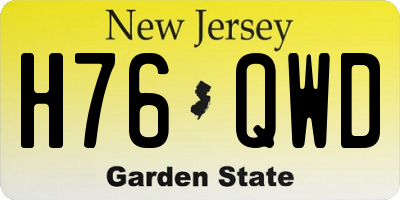 NJ license plate H76QWD
