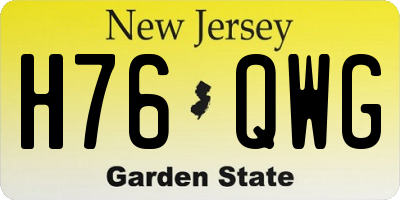 NJ license plate H76QWG
