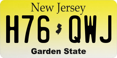 NJ license plate H76QWJ