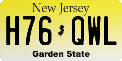 NJ license plate H76QWL