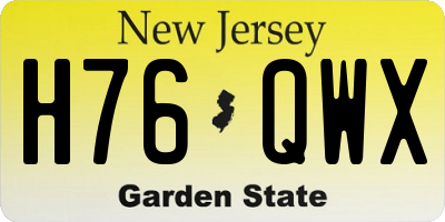NJ license plate H76QWX