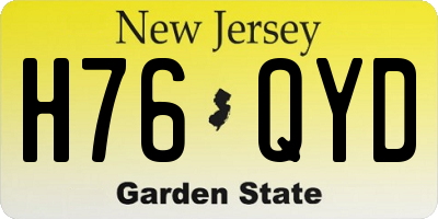 NJ license plate H76QYD