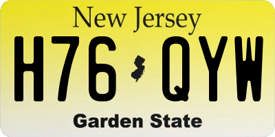 NJ license plate H76QYW