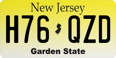 NJ license plate H76QZD