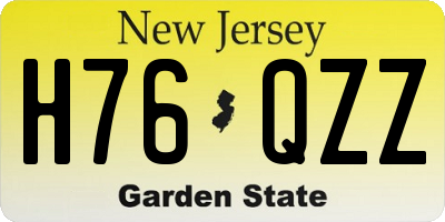 NJ license plate H76QZZ