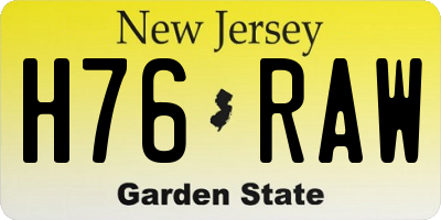 NJ license plate H76RAW