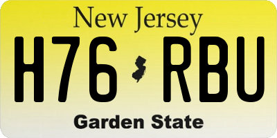 NJ license plate H76RBU