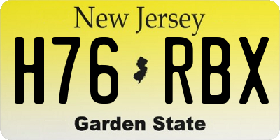NJ license plate H76RBX