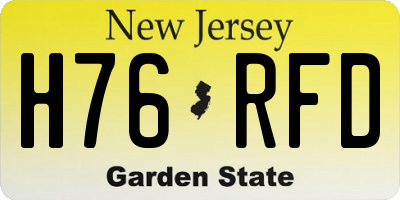 NJ license plate H76RFD