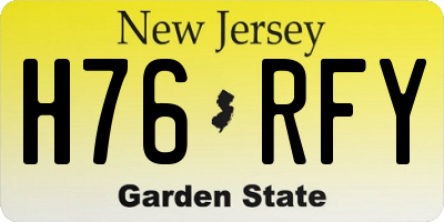 NJ license plate H76RFY