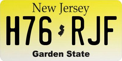 NJ license plate H76RJF