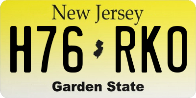 NJ license plate H76RKO