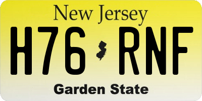 NJ license plate H76RNF