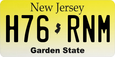 NJ license plate H76RNM
