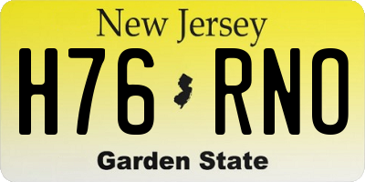 NJ license plate H76RNO