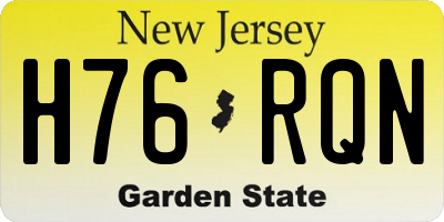 NJ license plate H76RQN