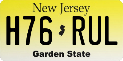 NJ license plate H76RUL