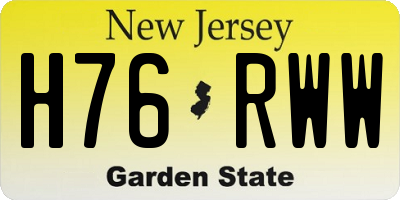 NJ license plate H76RWW