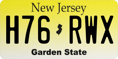 NJ license plate H76RWX