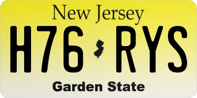 NJ license plate H76RYS