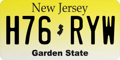 NJ license plate H76RYW