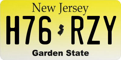 NJ license plate H76RZY
