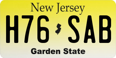 NJ license plate H76SAB