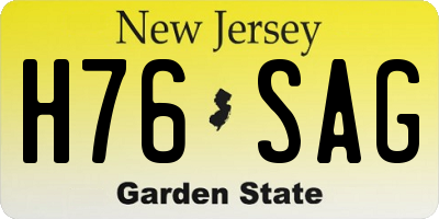 NJ license plate H76SAG