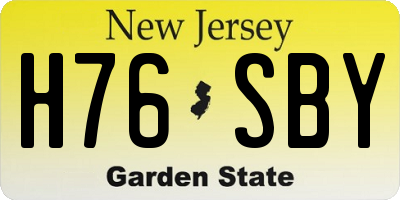 NJ license plate H76SBY