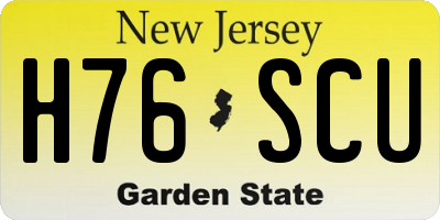 NJ license plate H76SCU