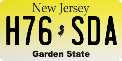 NJ license plate H76SDA