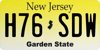 NJ license plate H76SDW