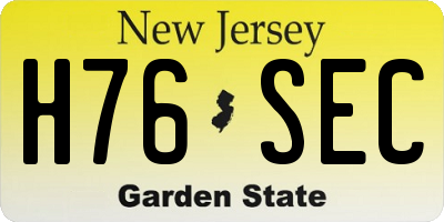 NJ license plate H76SEC