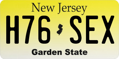 NJ license plate H76SEX