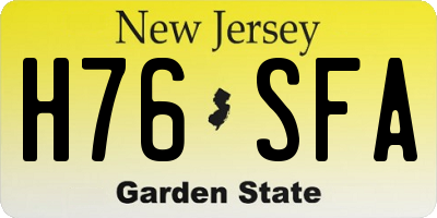NJ license plate H76SFA
