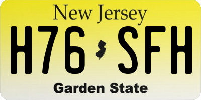 NJ license plate H76SFH