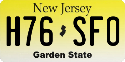 NJ license plate H76SFO