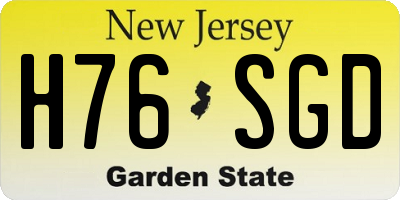 NJ license plate H76SGD