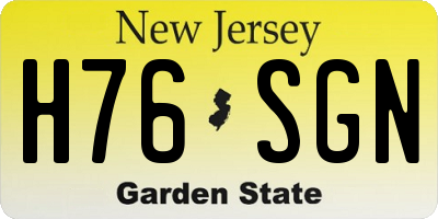 NJ license plate H76SGN