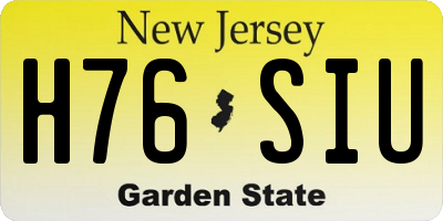 NJ license plate H76SIU