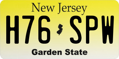 NJ license plate H76SPW